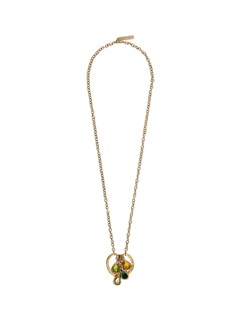 Alberta Ferretti Gold-colored Metal Necklace With Multicolor Crystals - Metallic