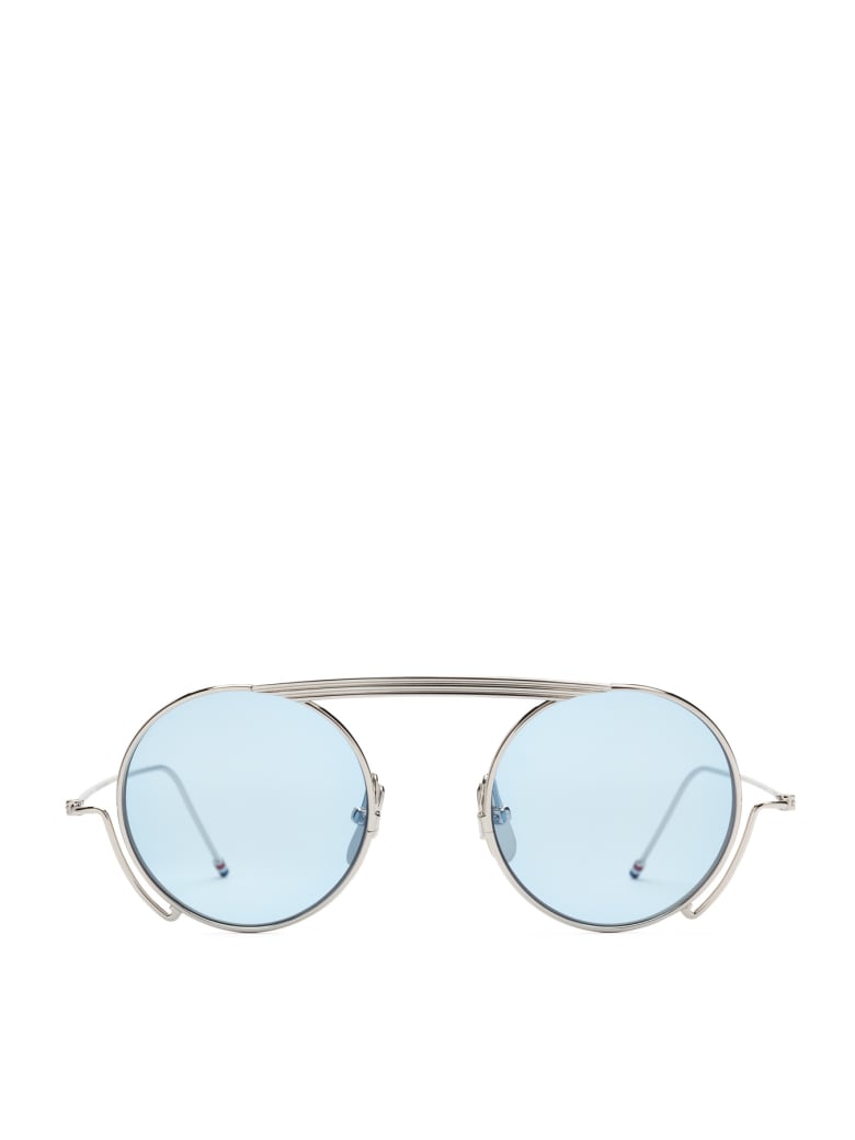 Thom Browne Cooper Tbs111 Sunglasses - SILVER LIGHT BLUE (Silver)