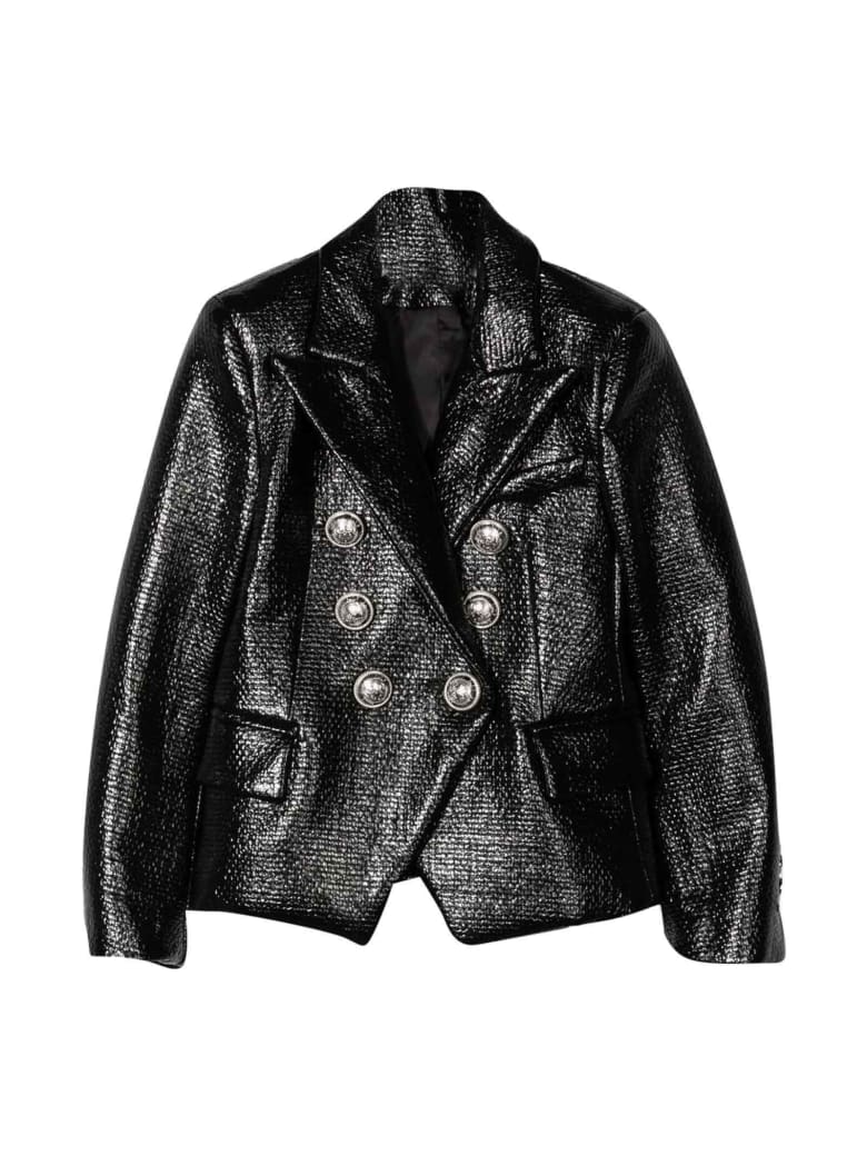 Balmain Blazer Doppiopetto Teen Nero - Nero