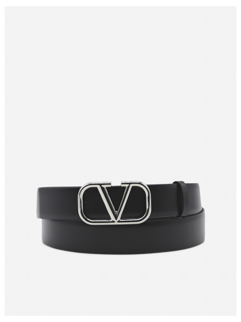 Valentino Garavani Vlogo Leather Belt - Black