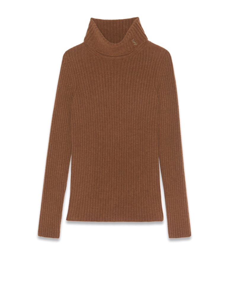 Saint Laurent Sweater In Wool Blend Cashmere - CAMEL