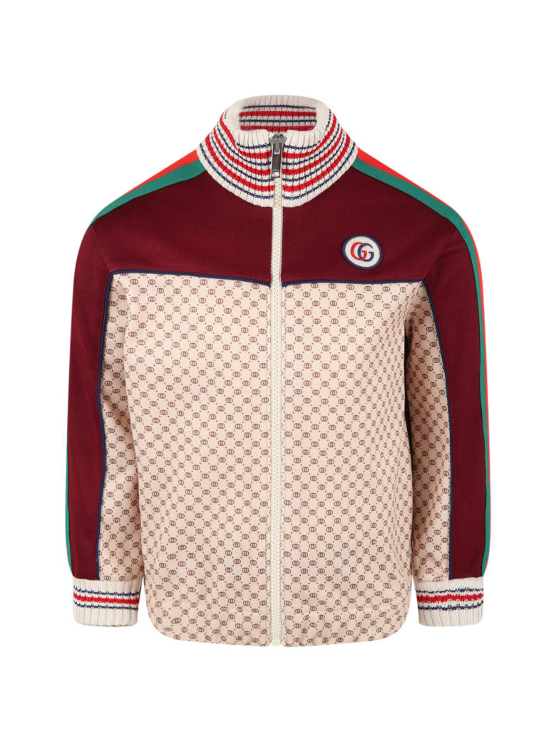 Gucci Multicolor Weatshirt For Kids With Double Gg - Beige