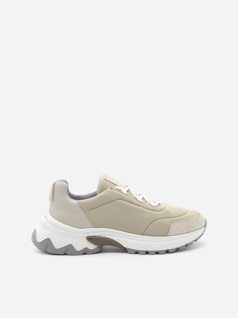 Eleventy Leather Sneakers With Contrasting Inserts - Sand