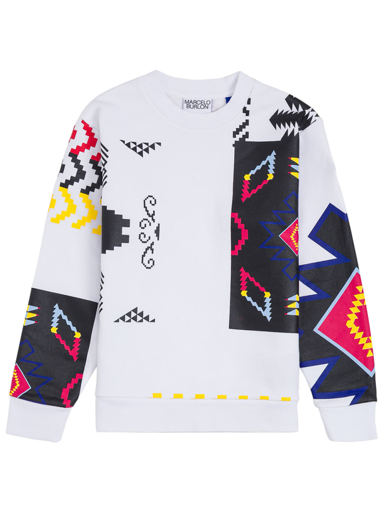 Marcelo Burlon Multicolor Cotton Patchwork Sweatshirt - White