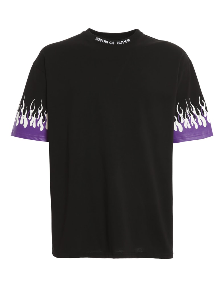 Vision of Super Tshirt Purple Double Flames - Black