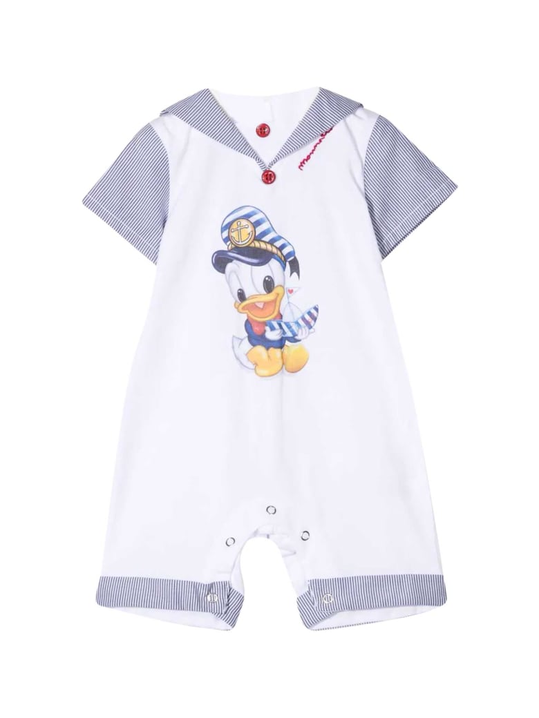 Monnalisa Donald Duck Print Jumpsuit - Bianco/blu