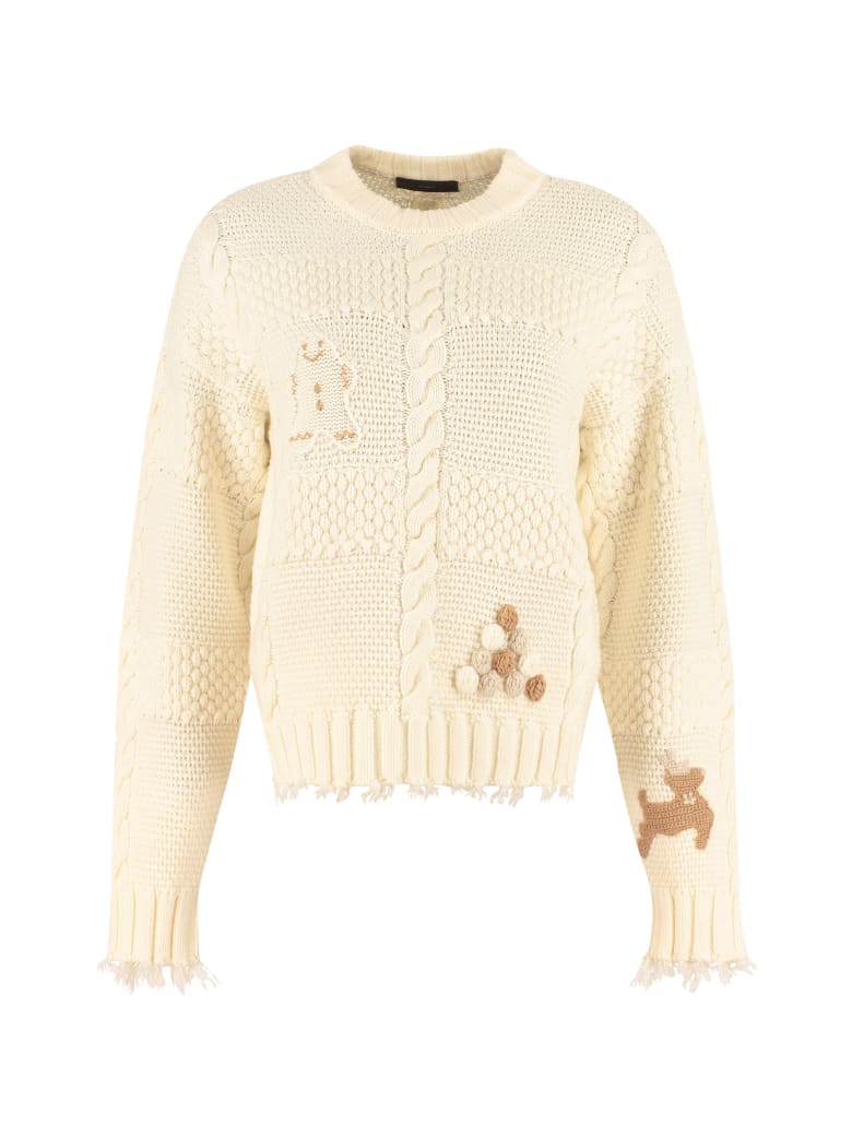 Alanui Crew-neck Wool Sweater - panna
