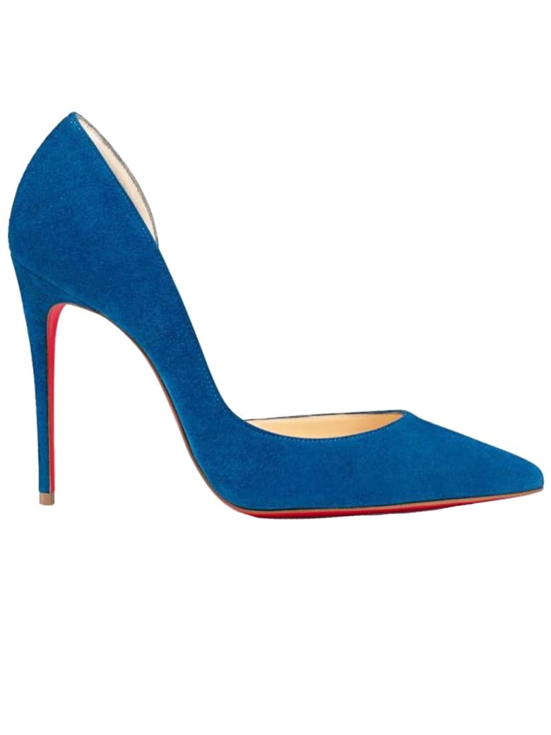 Christian Louboutin Blue Suede Iriza 100 Pumps - BLUE