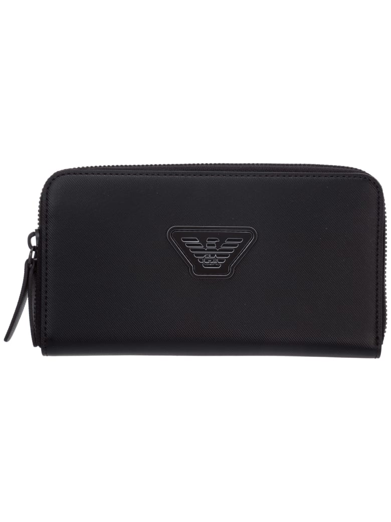 Emporio Armani Mirrored Bolts Flames Wallet - Nero
