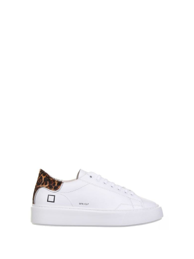 D.A.T.E. Sfera White Sneaker - WHITE LEOPARD