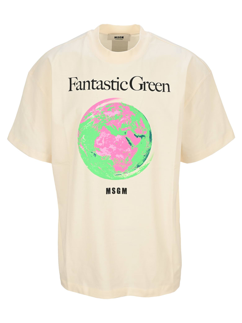MSGM "fantastic Green" T-shirt - NEUTRALS