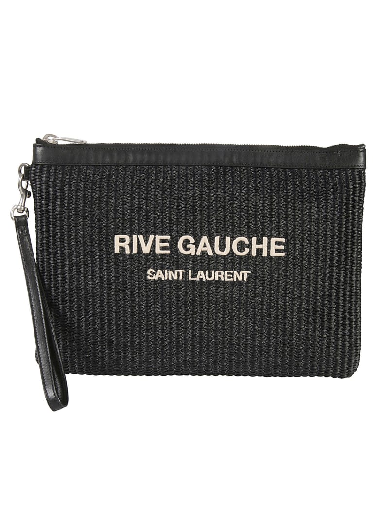 Saint Laurent Removable Tassels Pouch - Black/Natural Beige