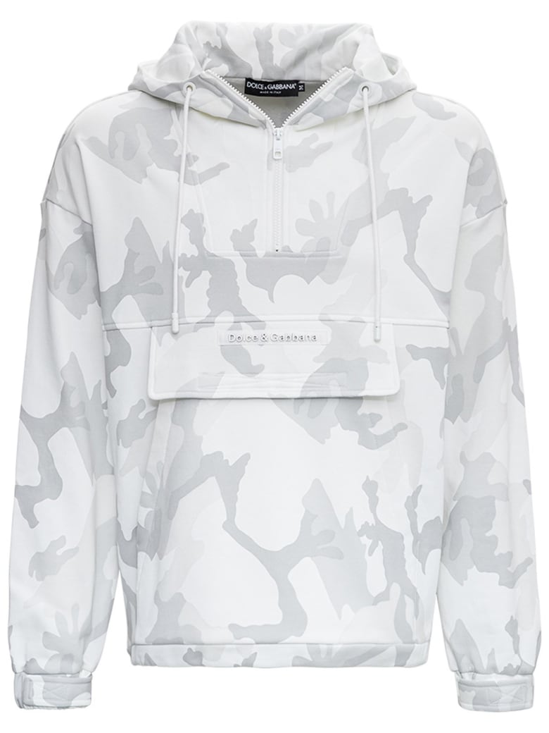 Dolce & Gabbana Camouflage Cotton Hoodie - White
