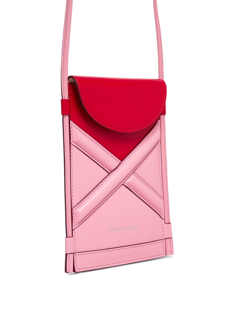 Alexander McQueen The Curve Micro Crossbody Bag In Pink And Red Leather ...