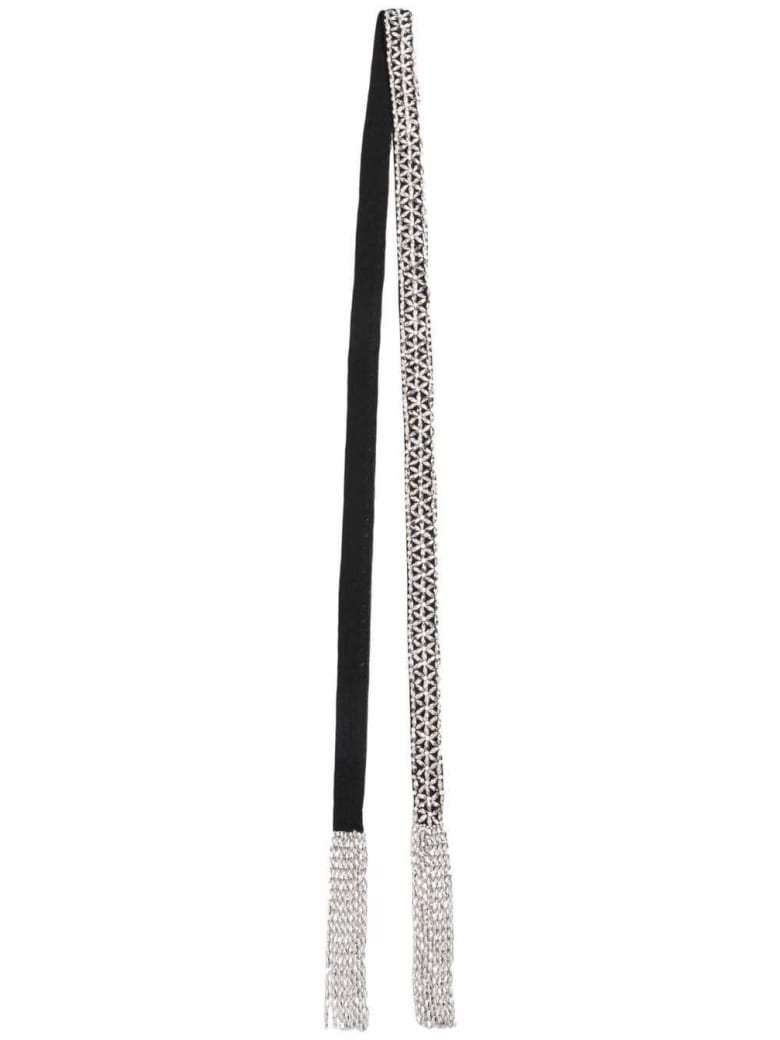 Isabel Marant Silk Blend Scarf With Crystal Decoration - Black