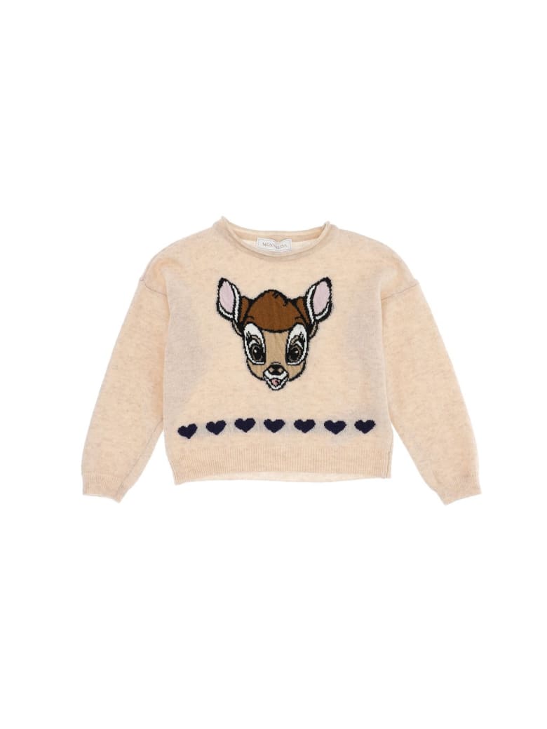 Monnalisa Beige Wool Sweater With Bamby Print - Beige