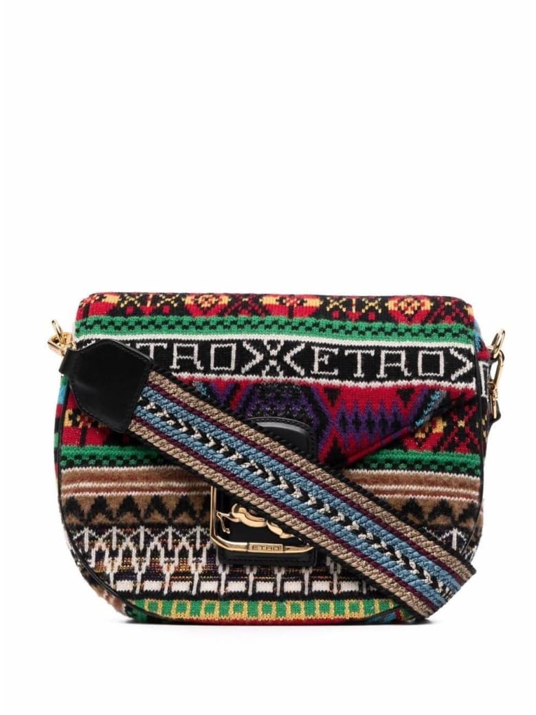Etro Pegaso Multicolor Crossbody Bag In Wool Blend - Multicolor