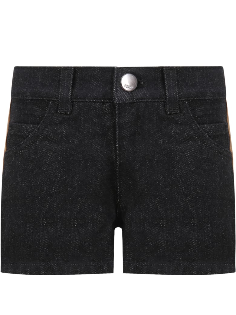 Fendi Black Short For Girl With Iconic Double Ff - Gme Black