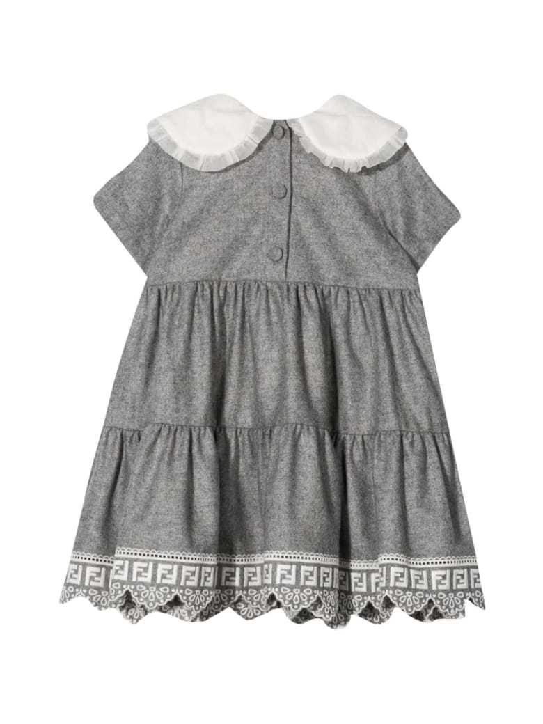 Fendi Gray Dress With Flounces Brunello Cucinelli Kids - Grigio