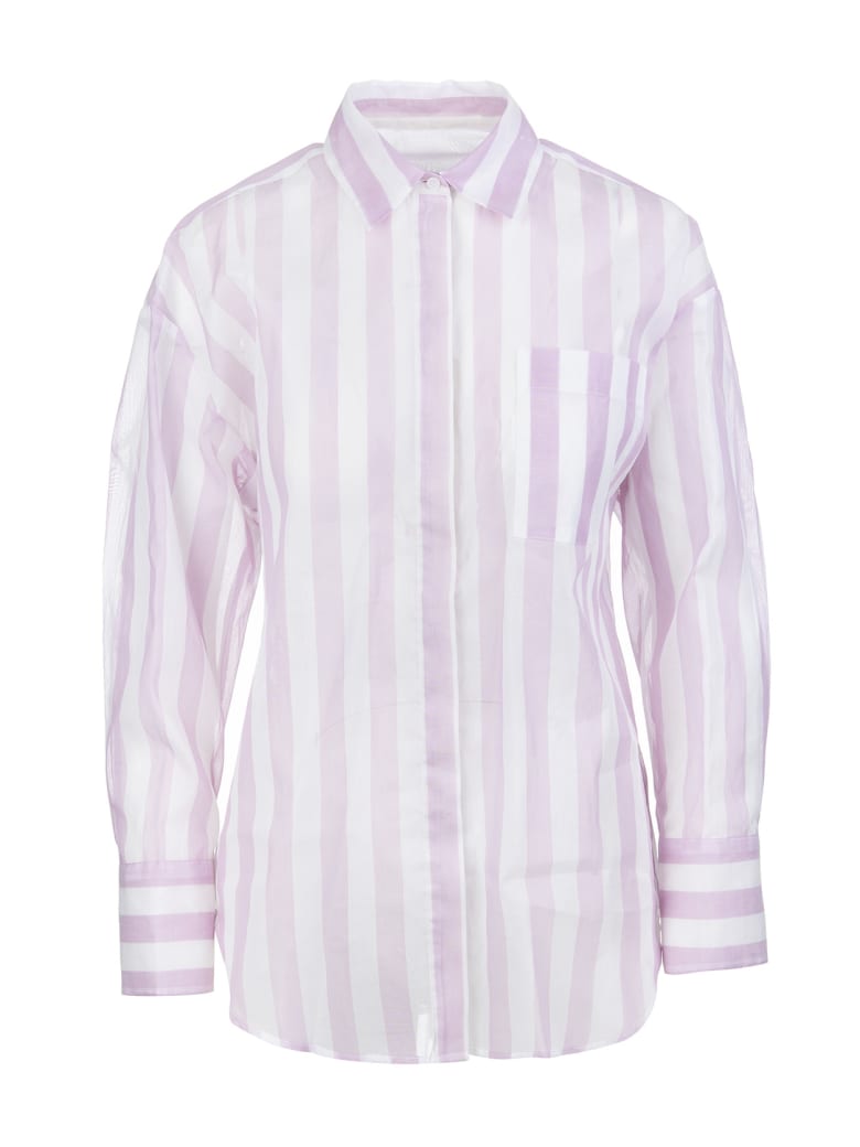 MSGM Striped Cotton Shirt - Bianco/rosa