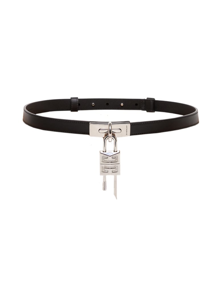 Givenchy Turnlock Leather Belt In Black Leather - Black