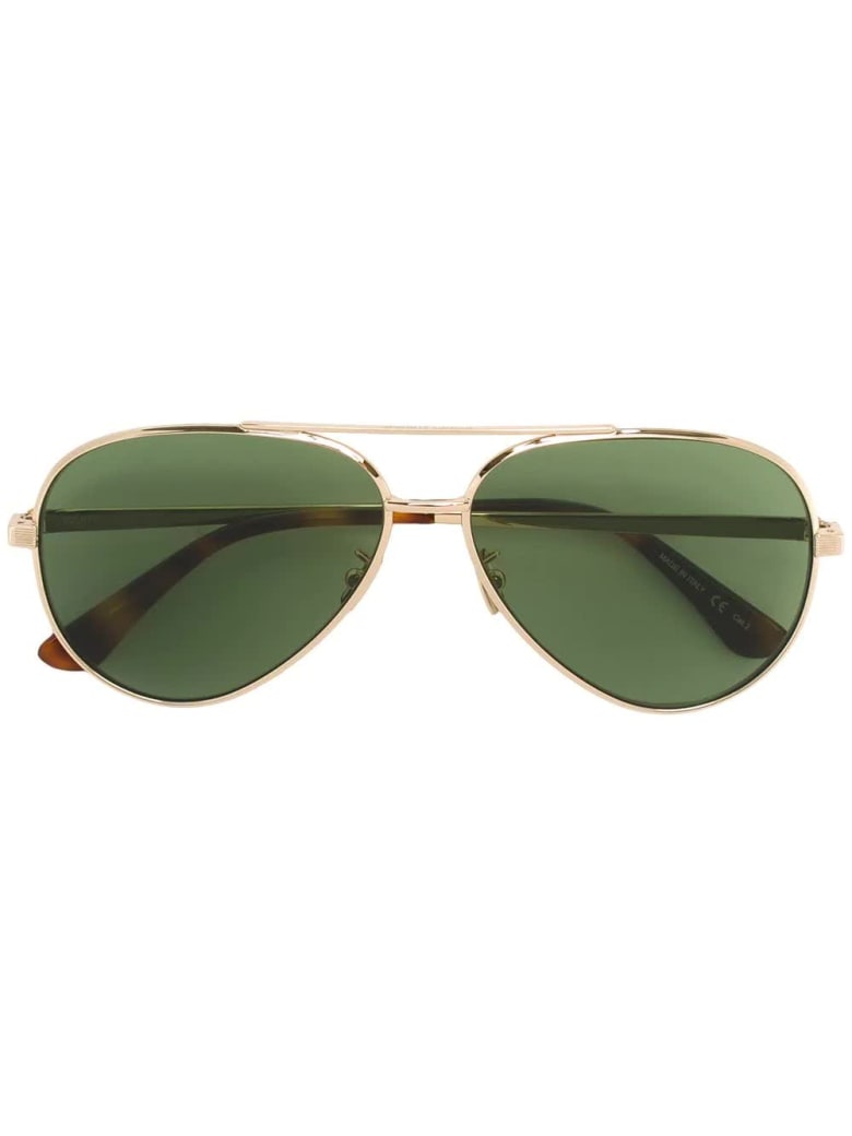 Saint Laurent Golden And Green Classic 11 Zero Sunglasses - Gold