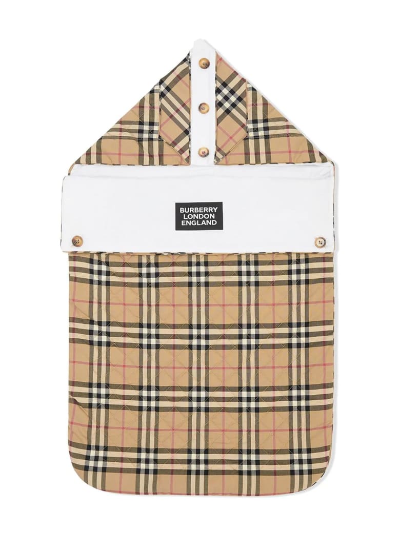 Burberry Beige Cotton Check Print Baby Nest - Check