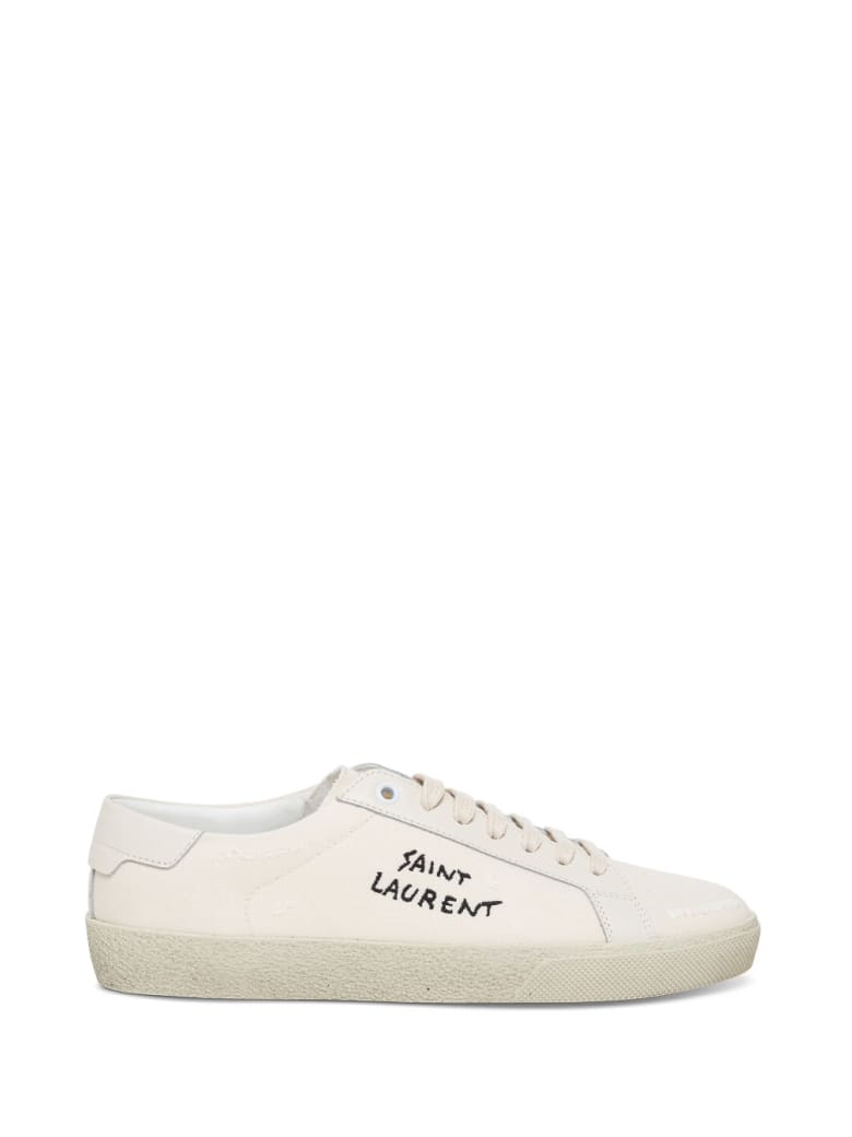 Saint Laurent Court Sl / 06 Sneakers With Leather And Fabric Embroidery - White