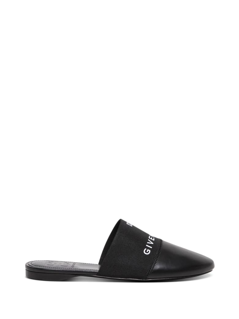 Givenchy 4g Flat Mules In Black Leather - Black
