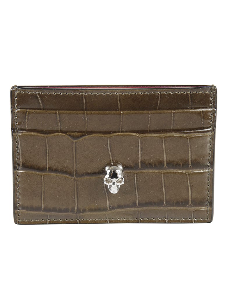 Alexander McQueen Skull Card Holder - Khaki/Black