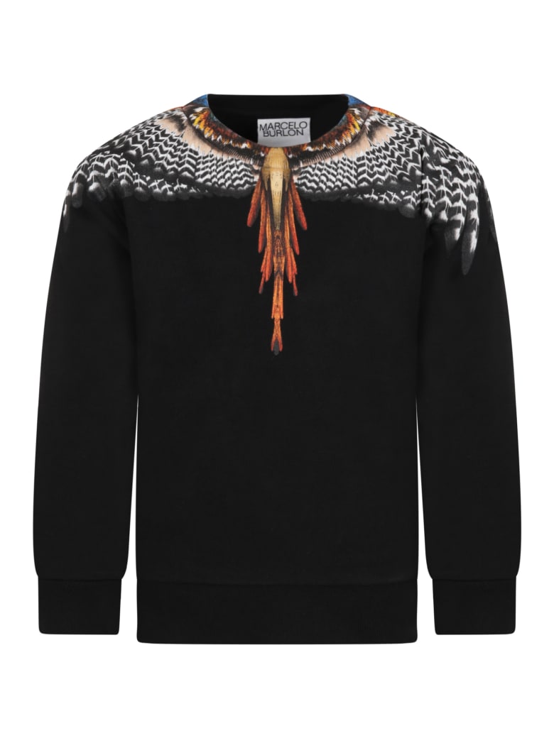 Withered Blind Få Marcelo Burlon Black Sweatshirt For Boy With Iconic Wings | italist