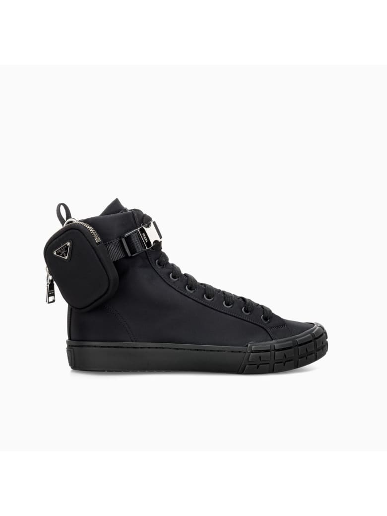 Prada Prada Wheel Re-nylon High-top Sneakers - BLACK