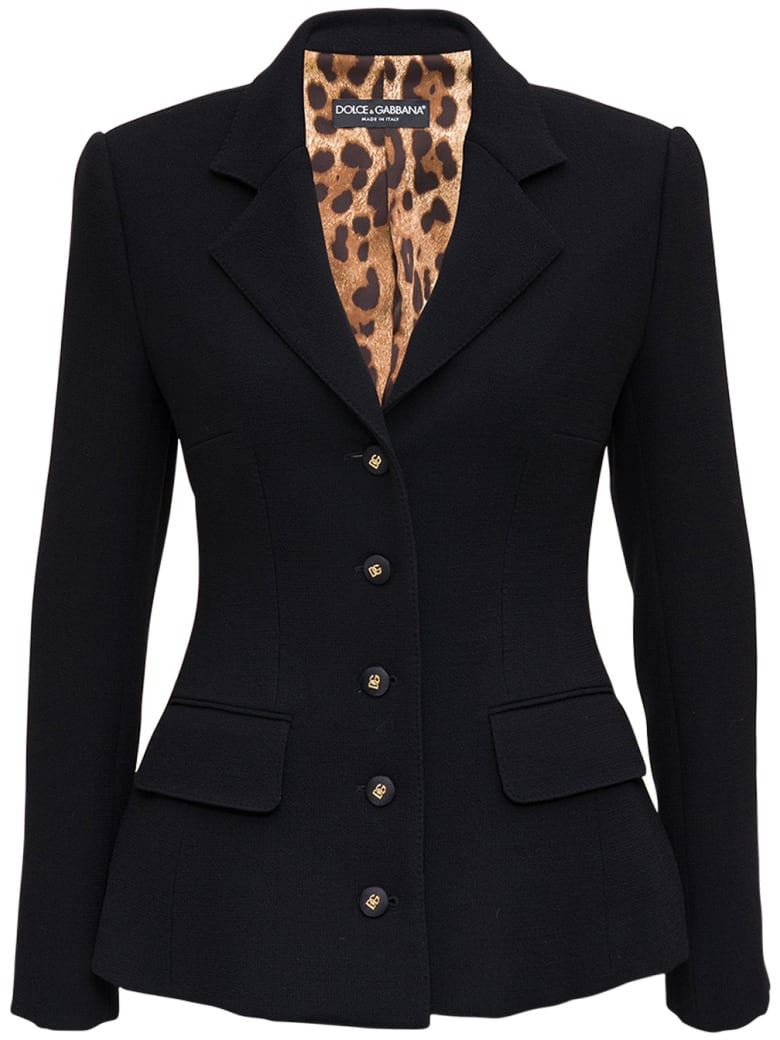 Dolce & Gabbana Black Wool Crepe Single Breasted Blazer - Black