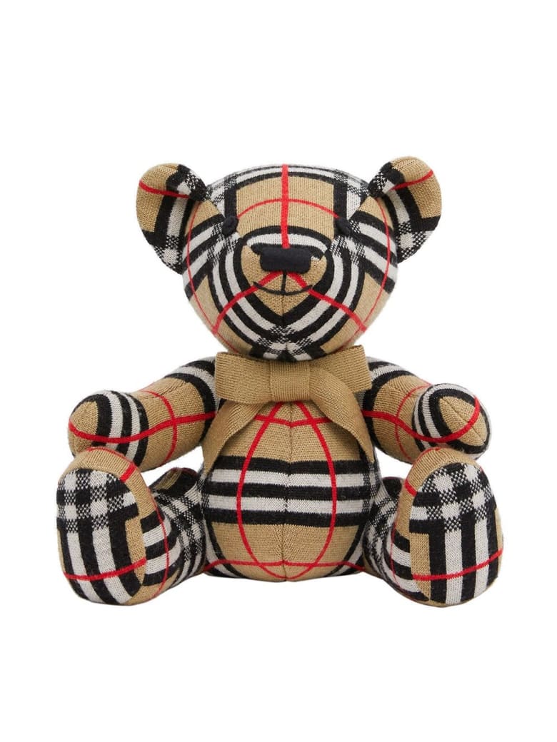 Burberry Vintage Check Teddy Bear In Merino Wool - Beige