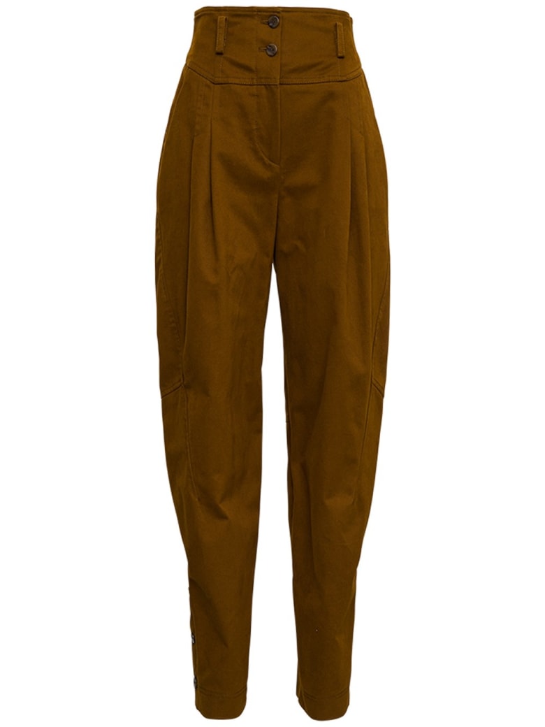 Alberta Ferretti High Waisted Brown Cotton Pants - Brown