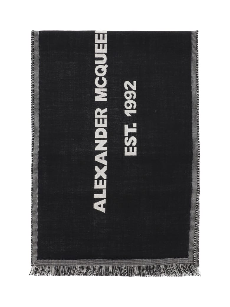 Alexander McQueen Mcqueen Graffiti Oversized Scarf - Nero