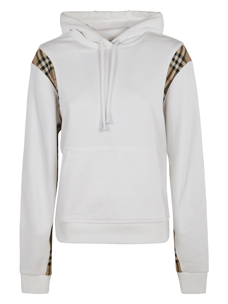 Burberry Check Detail Hoodie - White/Archive Beige