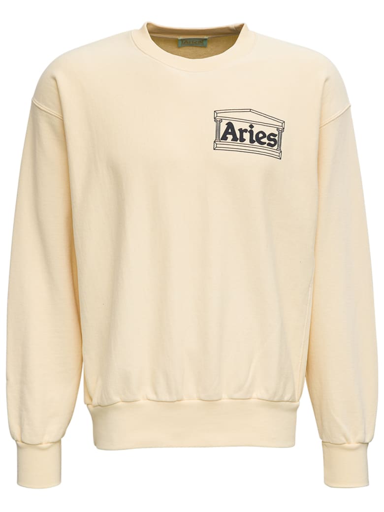 Aries Beige Jersey Sweatshirt With Logo Print - Beige