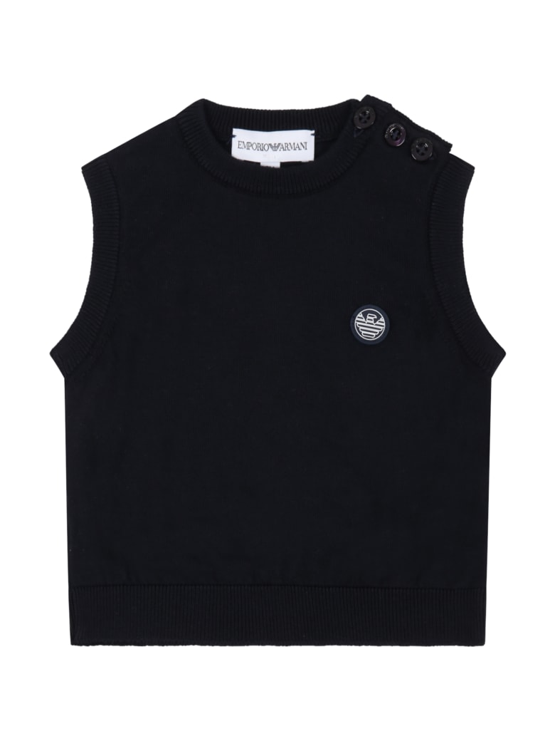 Armani Collezioni Blue Vest For Babyboy With Iconi Eagle - Blue