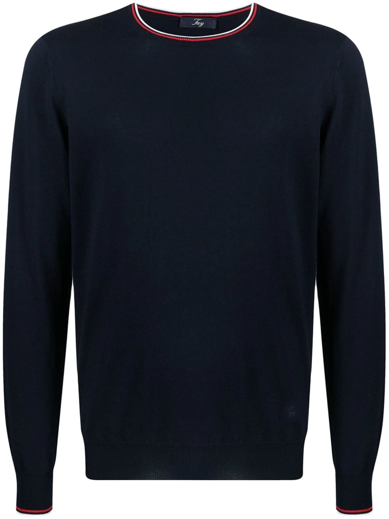 Fay Blue Cotton Jumper - Blu