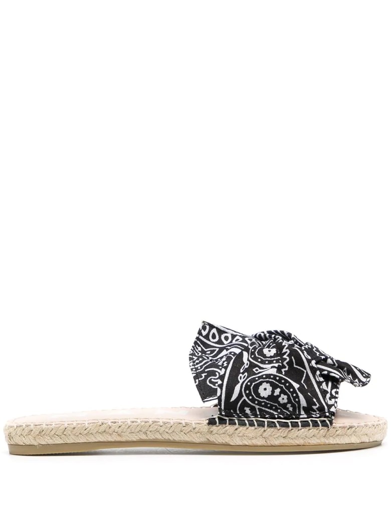 Manebi Woman Flat Sandals With Knot - Bandana - Black - Black bandana