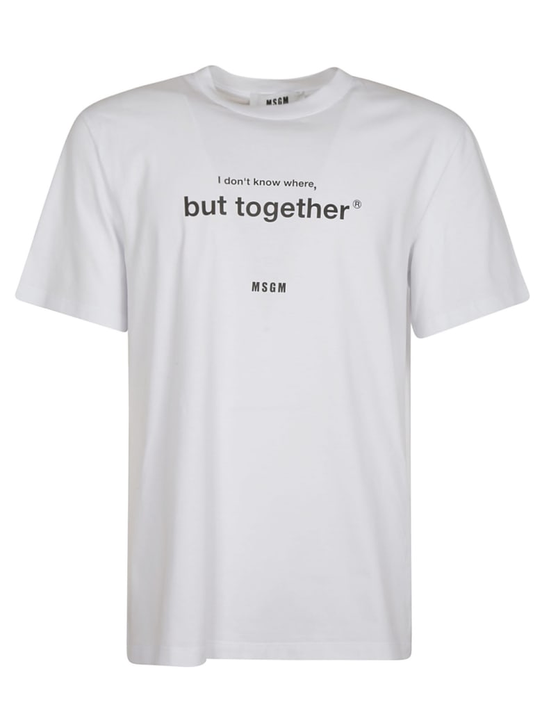 MSGM Regular Fit Quote T-shirt - White