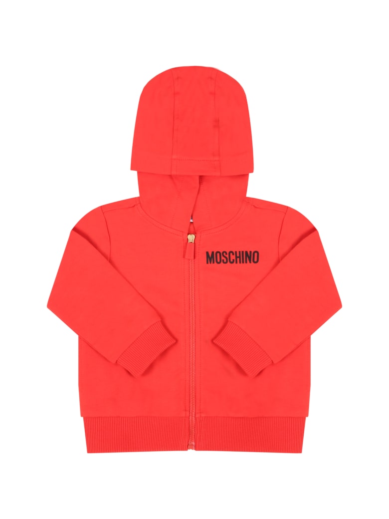 Moschino Red Sweatshirt For Babyboy With Logo - Poppy Red