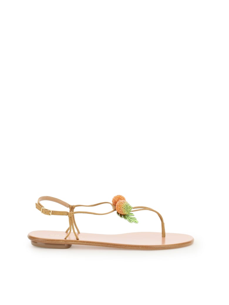 Aquazzura Manguito Flat Sandals - SWEET HONEY (Beige)