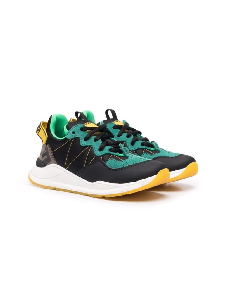 Fendi Child Sneakers With Color-block Design - Nero-tabacco