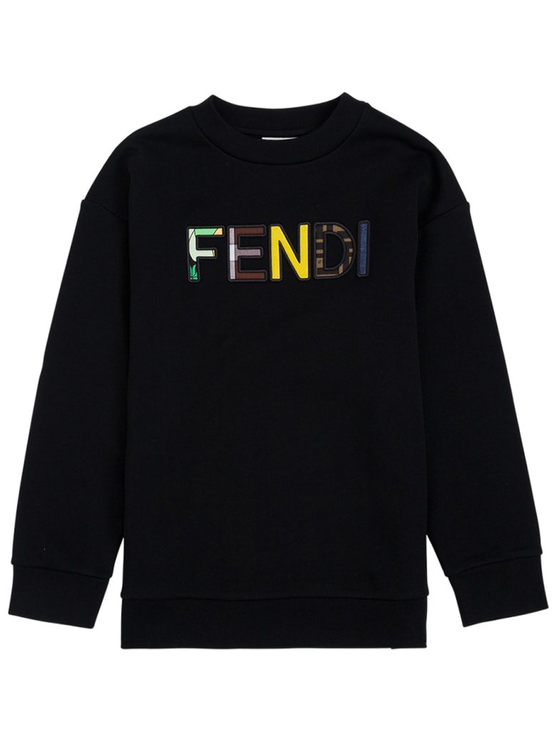 Fendi Black Cotton Sweatshirt With Logo - Black