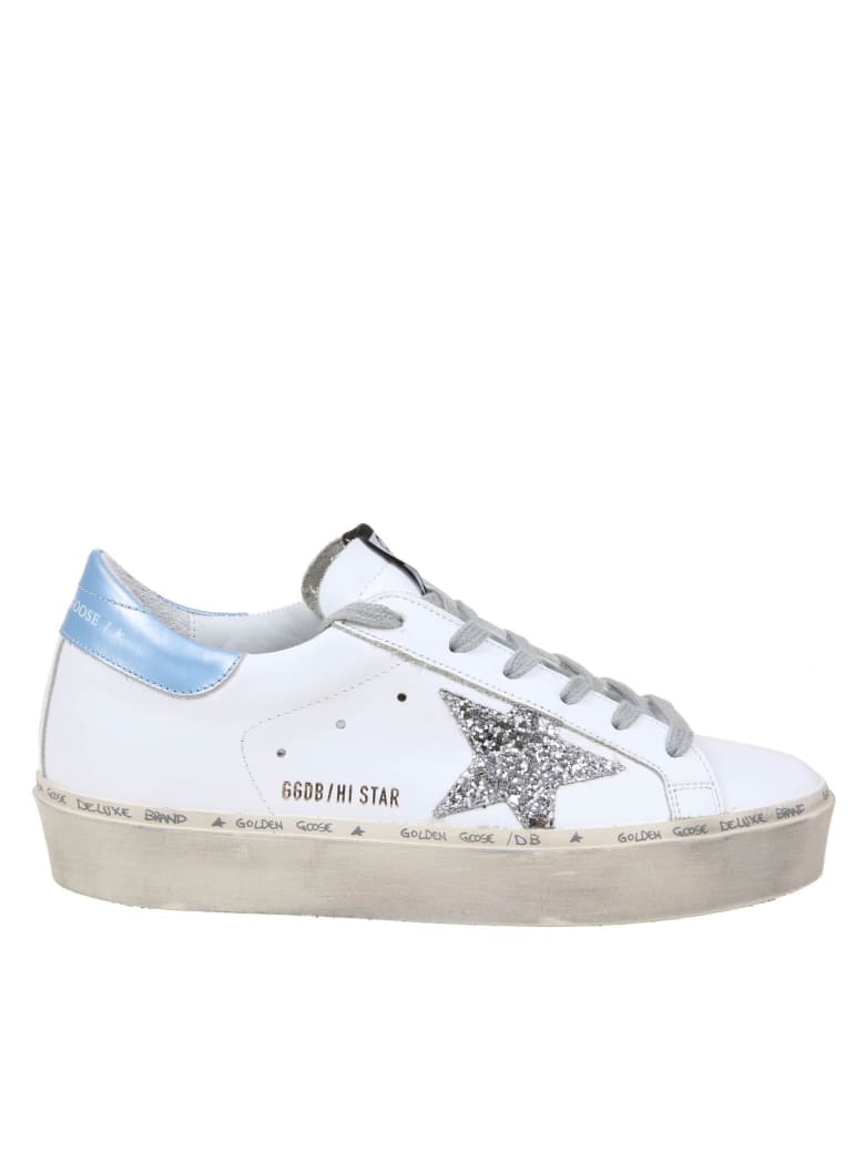 Golden Goose Hi Star Sneakers In White Leather - Bianca