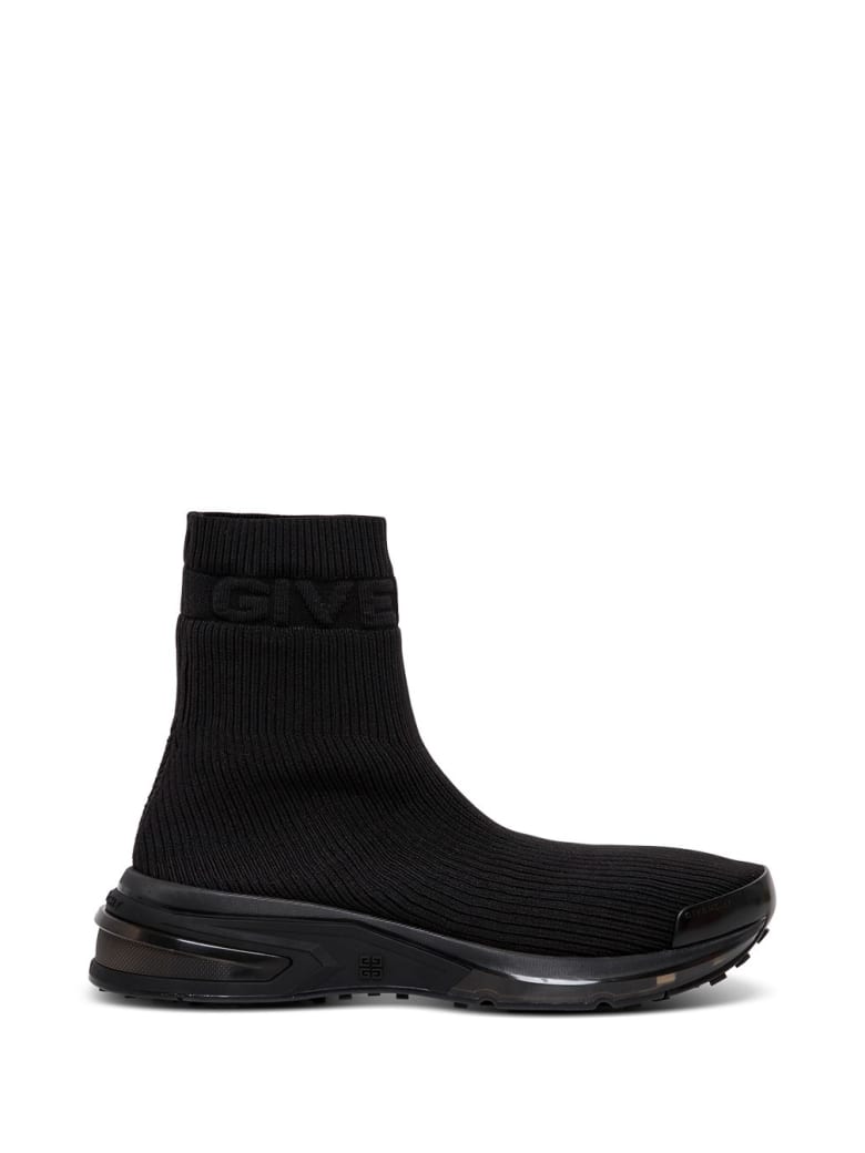 Givenchy Sock Sneakers In Black Ribbed Knit - Black