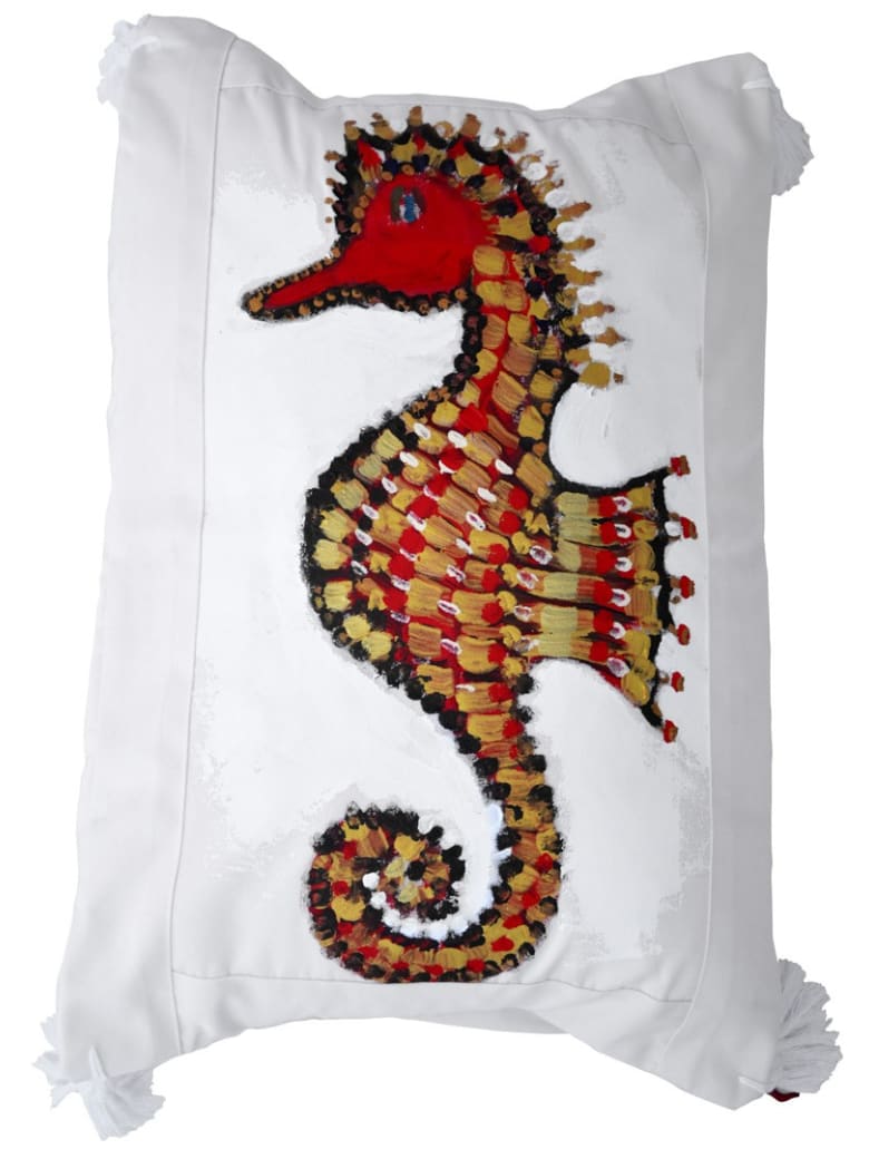 Le Botteghe su Gologone Acrylic Hand Painted Outdoor Cushion 50x50 cm - Red Fantasy