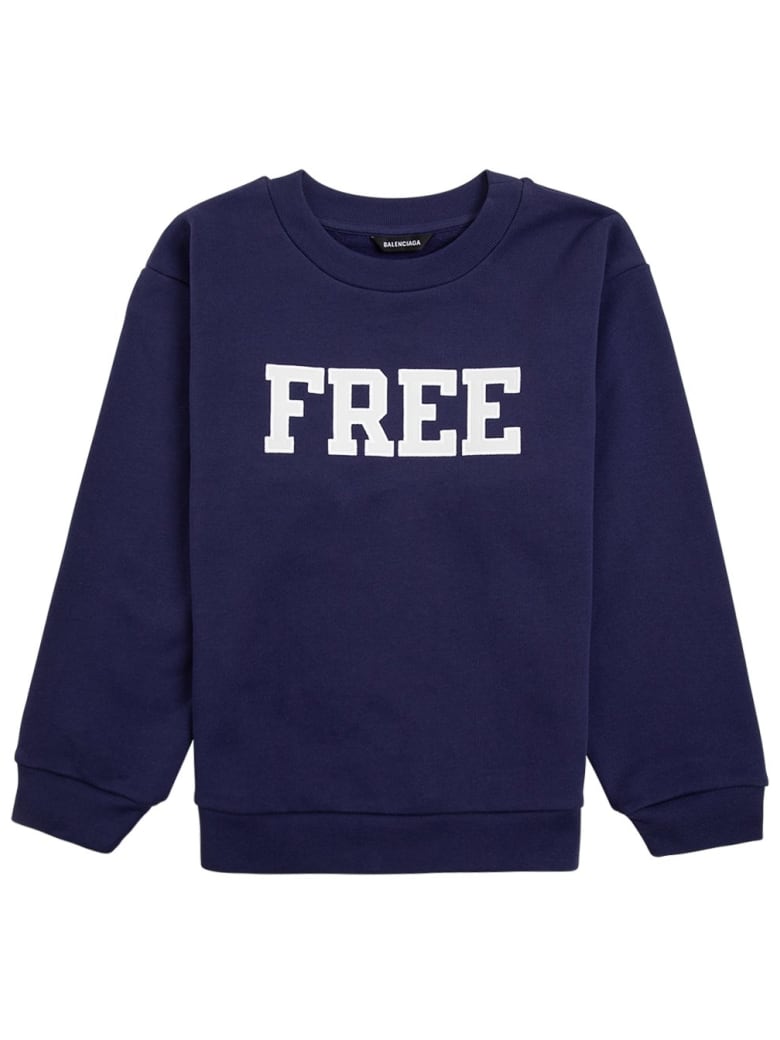 Balenciaga Blue Cotton Sweatshirt With Print - Blu